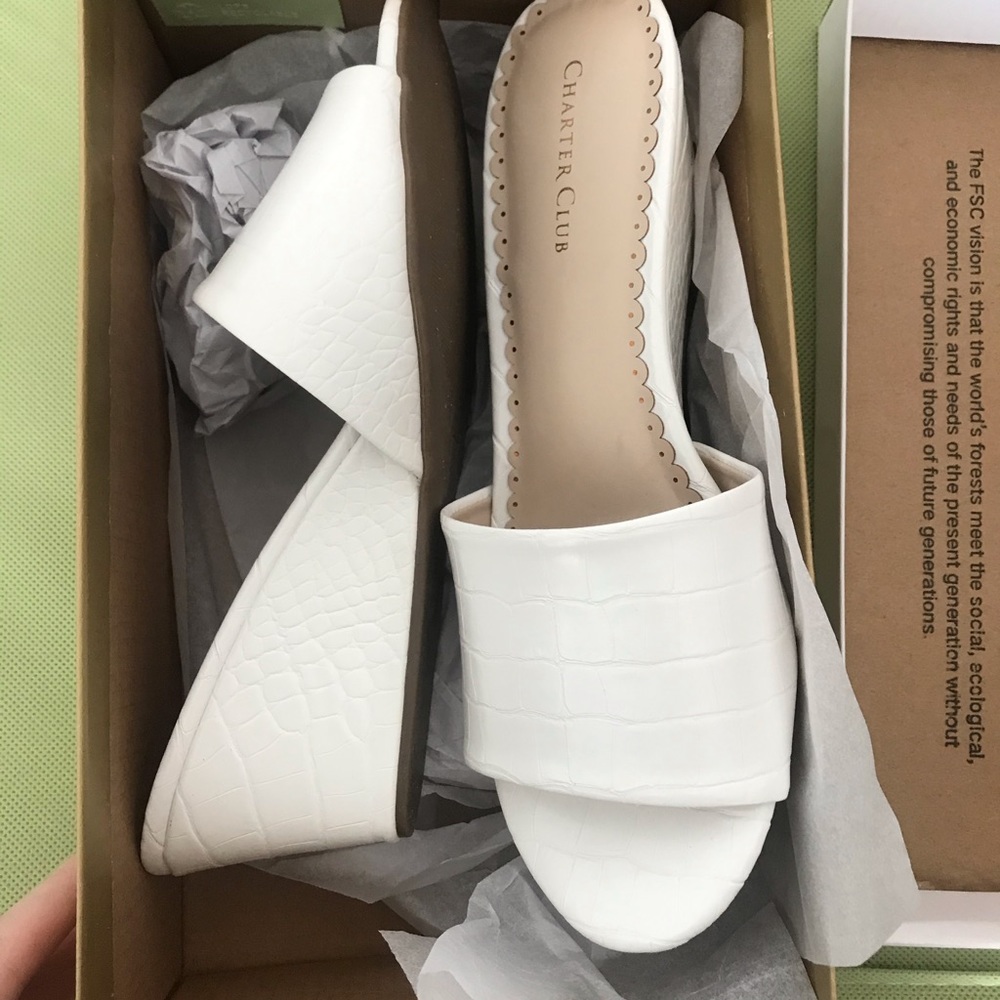 Charter Club Nallahh Wedge Sandals, Created for Macy’s, in White, Size 8